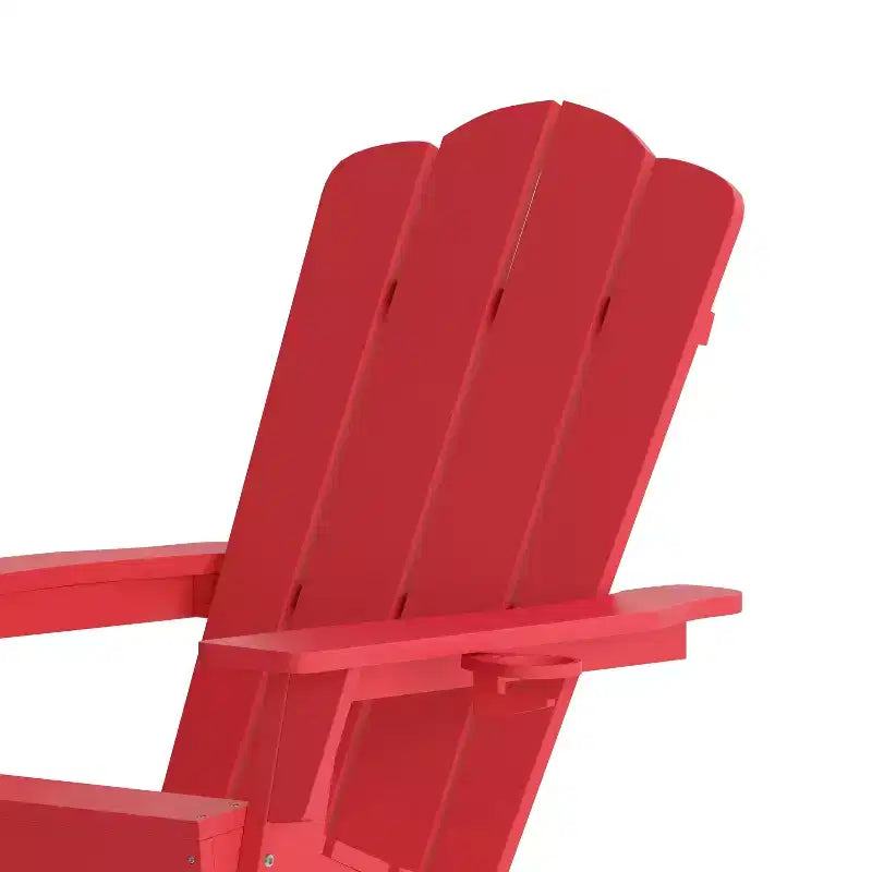 Poltrona a dondolo Adirondack Emma e Oliver con portabicchieri, poltrona a dondolo Adirondack in HDPE resistente alle intemperie