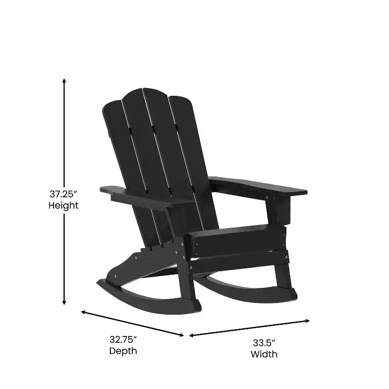 Poltrona a dondolo Adirondack Emma e Oliver con portabicchieri, poltrona a dondolo Adirondack in HDPE resistente alle intemperie