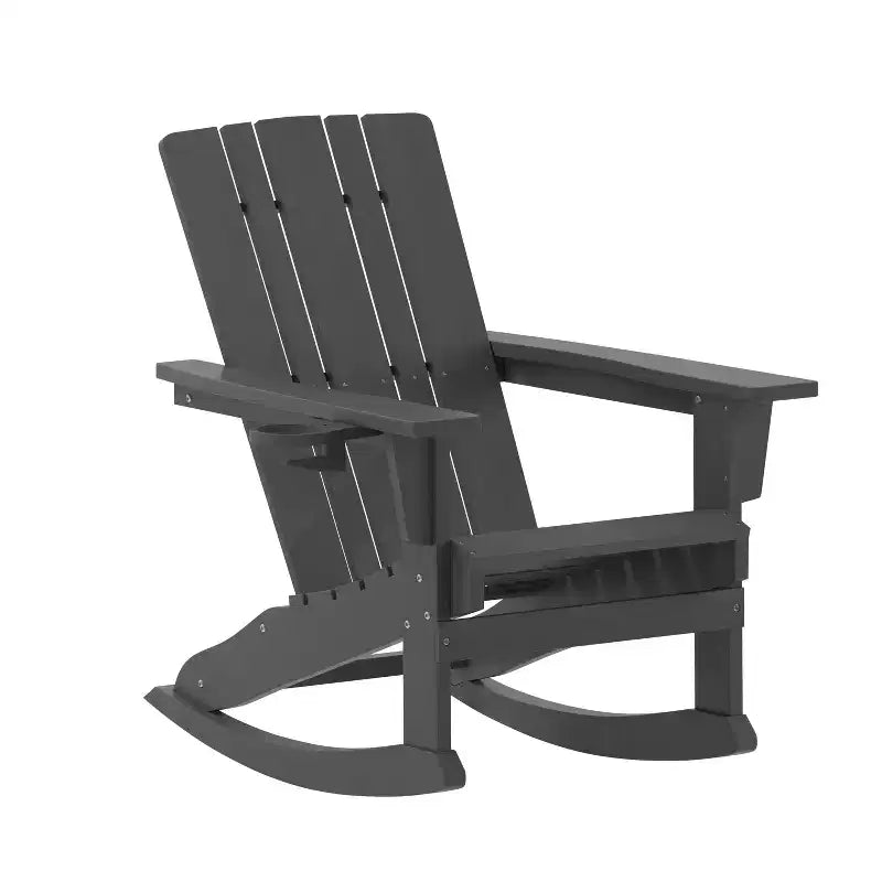 Fauteuil à bascule Adirondack Emma et Oliver avec porte-gobelet, fauteuil à bascule Adirondack en PEHD résistant aux intempéries