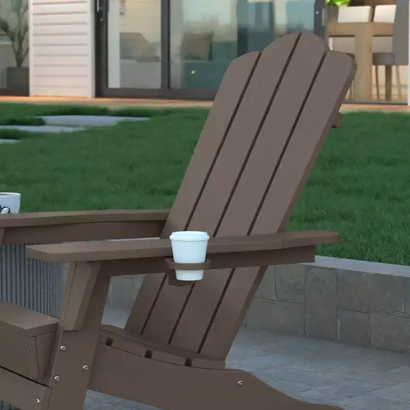 Emma and Oliver Set di 2 sedie Adirondack con portabicchieri, sedie Adirondack in HDPE resistenti alle intemperie