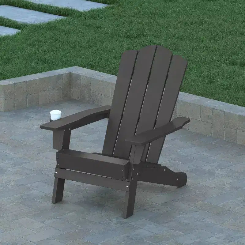Emma and Oliver Set di 2 sedie Adirondack con portabicchieri, sedie Adirondack in HDPE resistenti alle intemperie