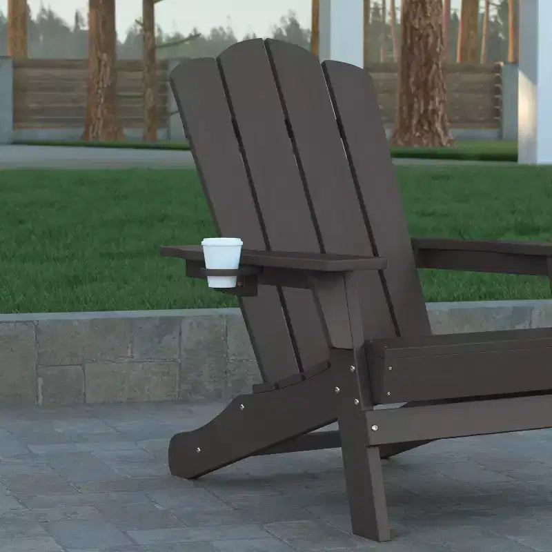 Emma and Oliver Set di 2 sedie Adirondack con portabicchieri, sedie Adirondack in HDPE resistenti alle intemperie