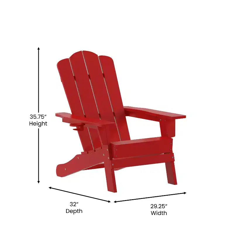 Emma and Oliver Set di 2 sedie Adirondack con portabicchieri, sedie Adirondack in HDPE resistenti alle intemperie