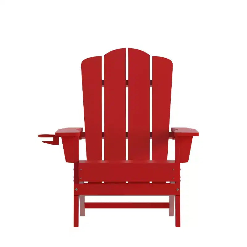 Emma and Oliver Set di 2 sedie Adirondack con portabicchieri, sedie Adirondack in HDPE resistenti alle intemperie