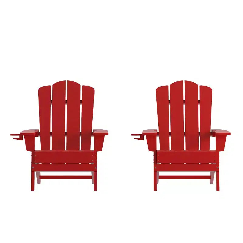 Emma et Oliver Lot de 2 chaises Adirondack avec porte-gobelets, chaises Adirondack en HDPE résistantes aux intempéries
