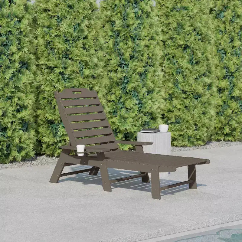 Flash Furniture Monterey Sedia a Sdraio Regolabile Adirondack con Portabicchieri - Sedia da Giardino in HDPE per Interni ed Esterni Resistente alle Intemperie