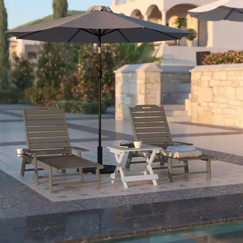 Flash Furniture Monterey Sedia a Sdraio Regolabile Adirondack con Portabicchieri - Sedia da Giardino in HDPE per Interni ed Esterni Resistente alle Intemperie