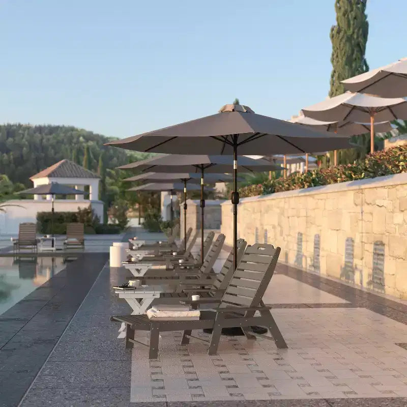 Flash Furniture Monterey Sedia a Sdraio Regolabile Adirondack con Portabicchieri - Sedia da Giardino in HDPE per Interni ed Esterni Resistente alle Intemperie