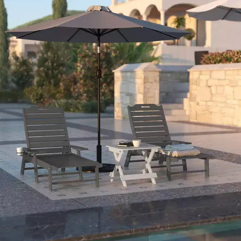 Flash Furniture Monterey Sedia a Sdraio Regolabile Adirondack con Portabicchieri - Sedia da Giardino in HDPE per Interni ed Esterni Resistente alle Intemperie