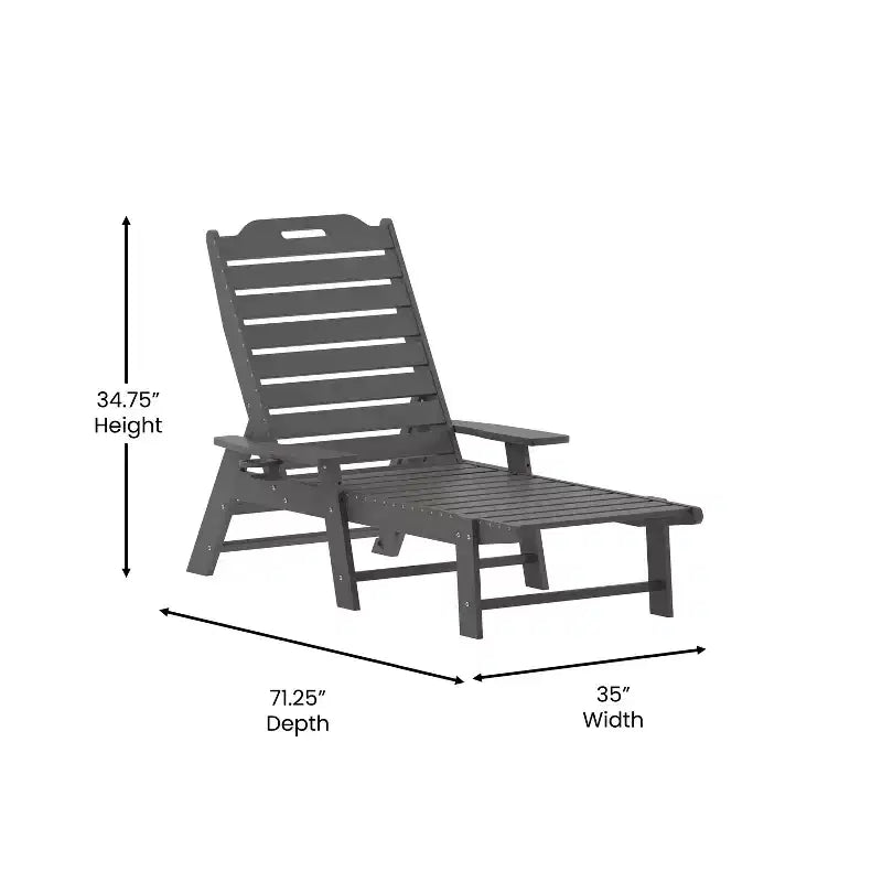 Flash Furniture Monterey Sedia a Sdraio Regolabile Adirondack con Portabicchieri - Sedia da Giardino in HDPE per Interni ed Esterni Resistente alle Intemperie