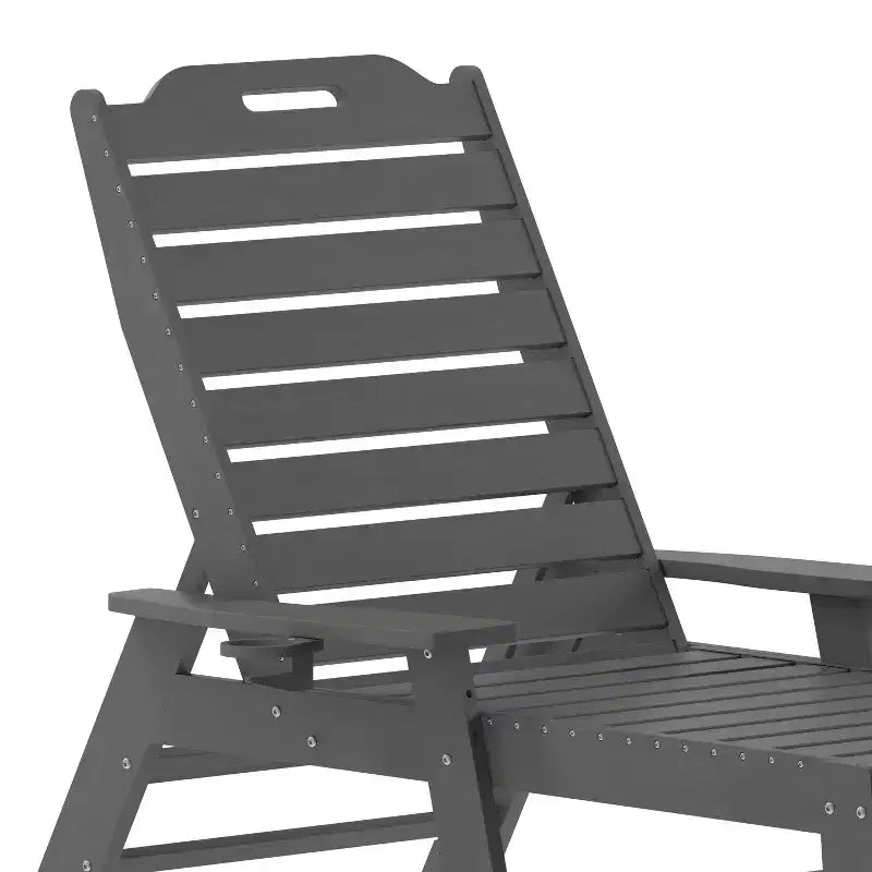 Flash Furniture Monterey Sedia a Sdraio Regolabile Adirondack con Portabicchieri - Sedia da Giardino in HDPE per Interni ed Esterni Resistente alle Intemperie