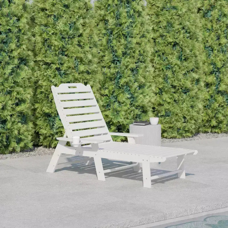 Flash Furniture Monterey Sedia a Sdraio Regolabile Adirondack con Portabicchieri - Sedia da Giardino in HDPE per Interni ed Esterni Resistente alle Intemperie