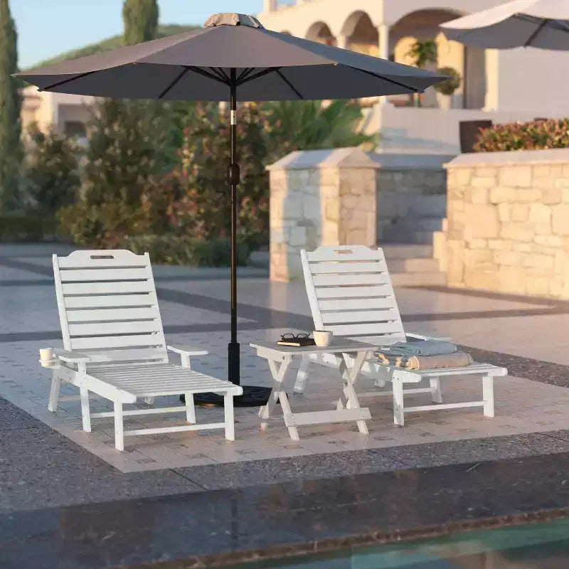 Flash Furniture Monterey Sedia a Sdraio Regolabile Adirondack con Portabicchieri - Sedia da Giardino in HDPE per Interni ed Esterni Resistente alle Intemperie