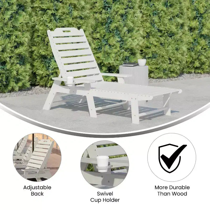 Flash Furniture Monterey Sedia a Sdraio Regolabile Adirondack con Portabicchieri - Sedia da Giardino in HDPE per Interni ed Esterni Resistente alle Intemperie