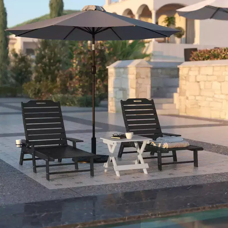 Flash Furniture Monterey Sedia a Sdraio Regolabile Adirondack con Portabicchieri - Sedia da Giardino in HDPE per Interni ed Esterni Resistente alle Intemperie