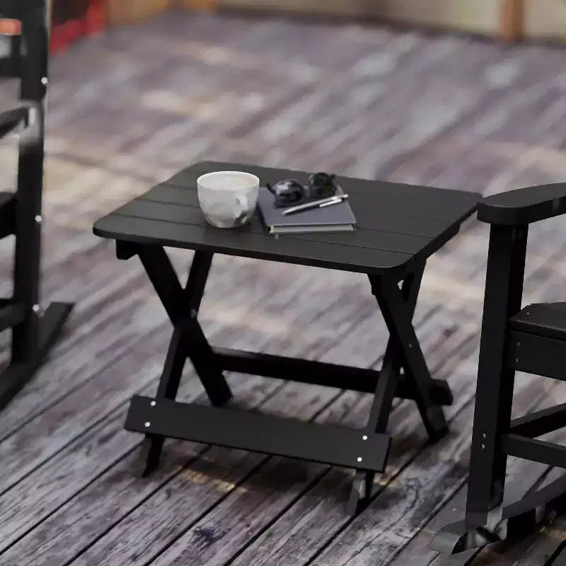 Tavolino laterale pieghevole per esterni Flash Furniture Halifax, tavolino laterale Adirondack portatile in HDPE per tutte le stagioni