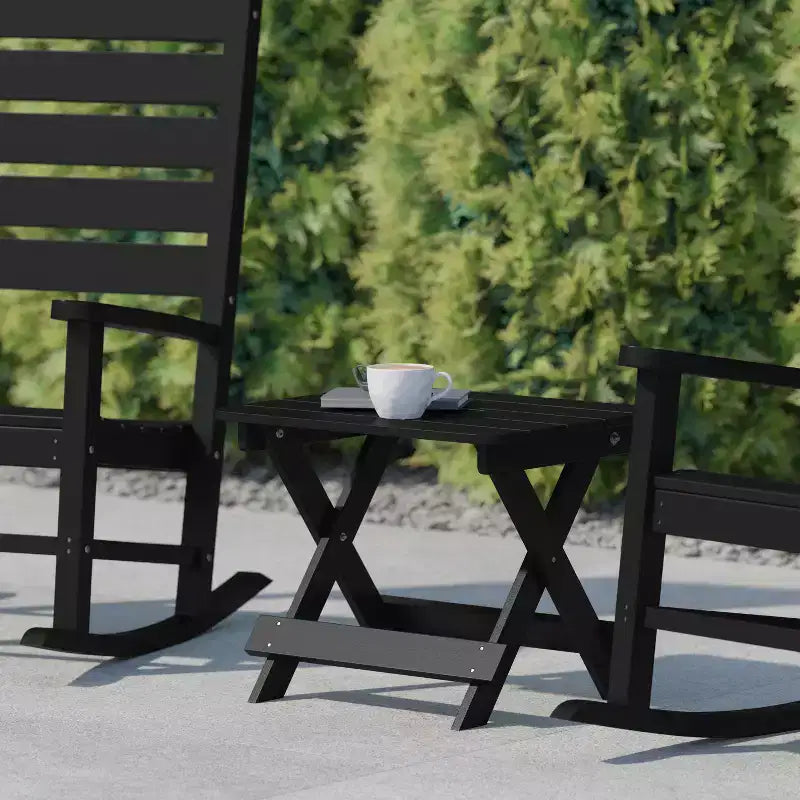 Tavolino laterale pieghevole per esterni Flash Furniture Halifax, tavolino laterale Adirondack portatile in HDPE per tutte le stagioni