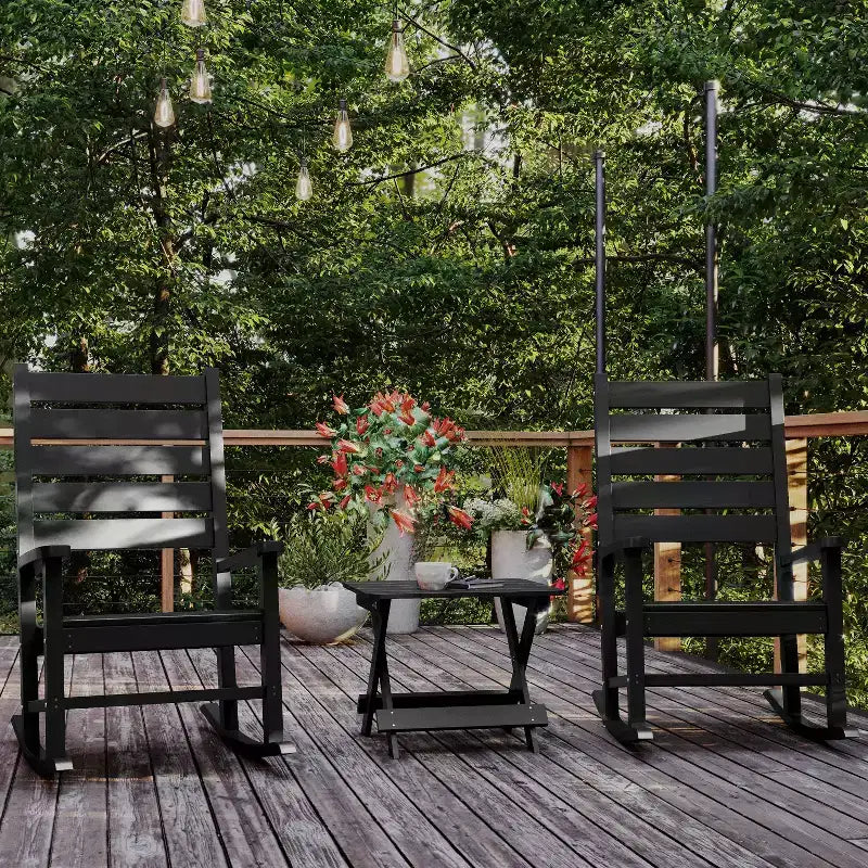 Tavolino laterale pieghevole per esterni Flash Furniture Halifax, tavolino laterale Adirondack portatile in HDPE per tutte le stagioni