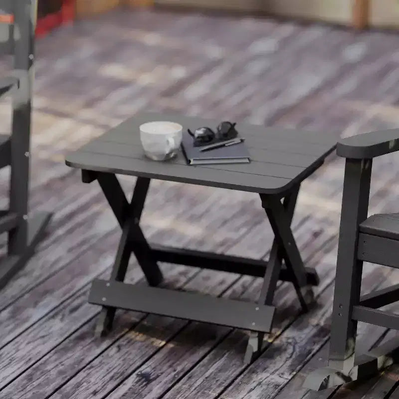 Tavolino laterale pieghevole per esterni Flash Furniture Halifax, tavolino laterale Adirondack portatile in HDPE per tutte le stagioni