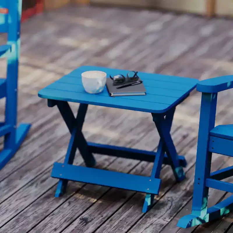 Tavolino laterale pieghevole per esterni Flash Furniture Halifax, tavolino laterale Adirondack portatile in HDPE per tutte le stagioni
