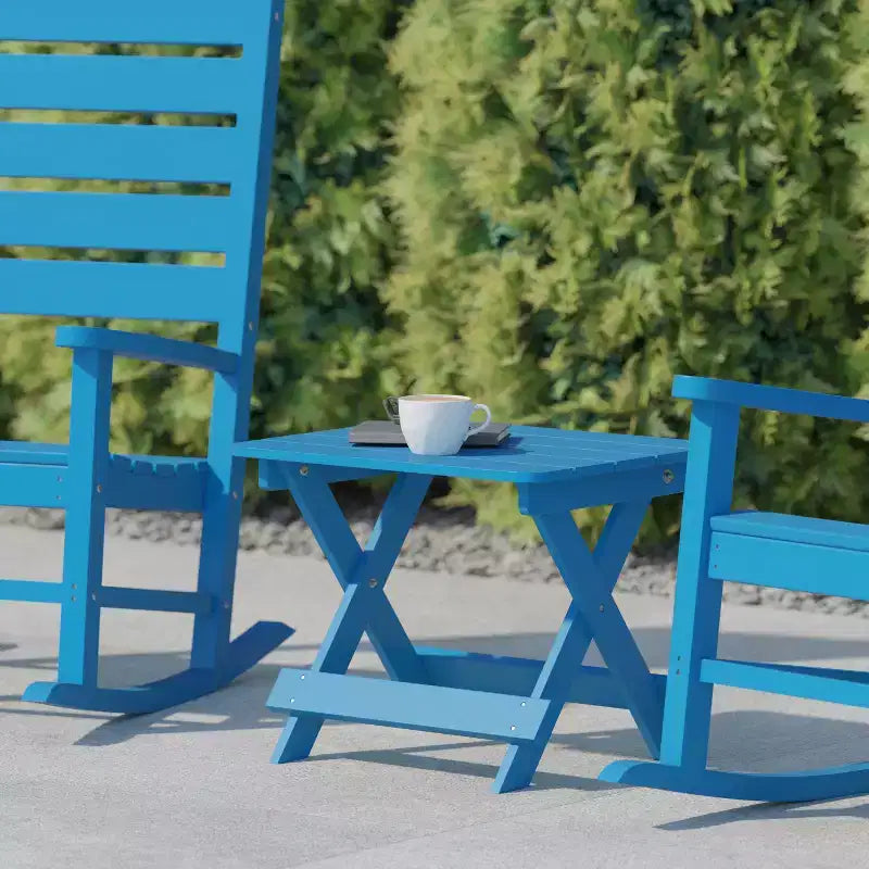 Tavolino laterale pieghevole per esterni Flash Furniture Halifax, tavolino laterale Adirondack portatile in HDPE per tutte le stagioni