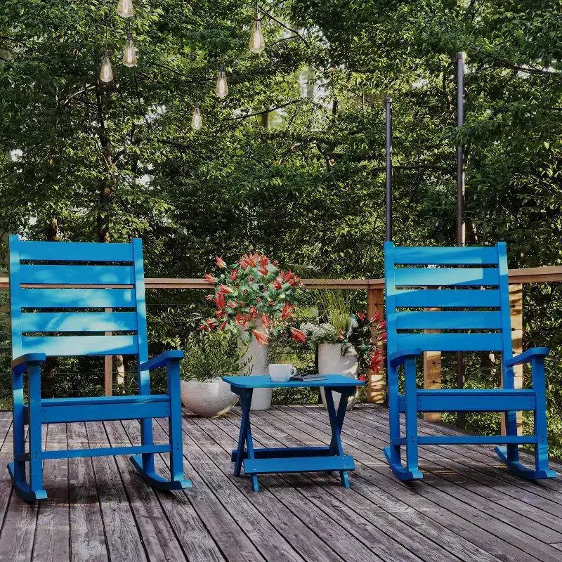Tavolino laterale pieghevole per esterni Flash Furniture Halifax, tavolino laterale Adirondack portatile in HDPE per tutte le stagioni