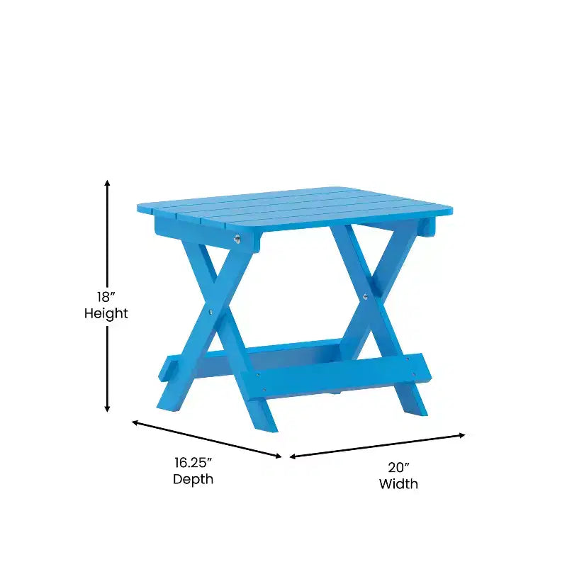 Tavolino laterale pieghevole per esterni Flash Furniture Halifax, tavolino laterale Adirondack portatile in HDPE per tutte le stagioni
