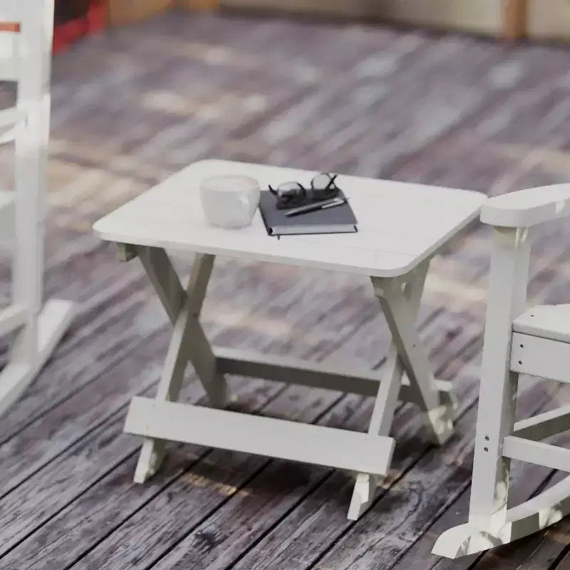 Tavolino laterale pieghevole per esterni Flash Furniture Halifax, tavolino laterale Adirondack portatile in HDPE per tutte le stagioni