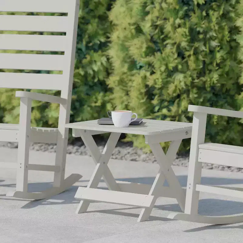Tavolino laterale pieghevole per esterni Flash Furniture Halifax, tavolino laterale Adirondack portatile in HDPE per tutte le stagioni