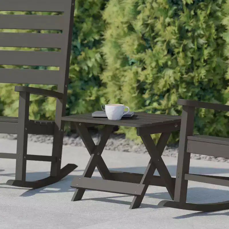 Tavolino laterale pieghevole per esterni Flash Furniture Halifax, tavolino laterale Adirondack portatile in HDPE per tutte le stagioni