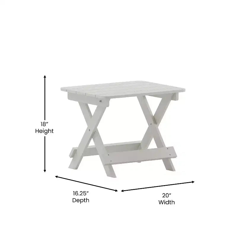 Tavolino laterale pieghevole per esterni Flash Furniture Halifax, tavolino laterale Adirondack portatile in HDPE per tutte le stagioni