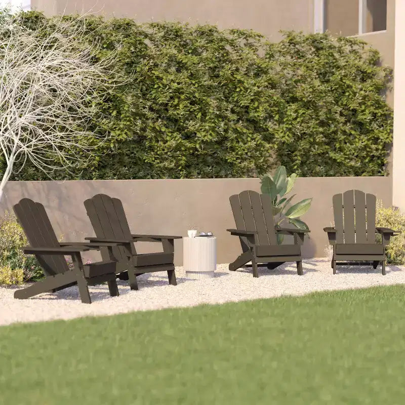 Flash Furniture Newport Sedia Adirondack con portabicchieri, sedia Adirondack in HDPE resistente alle intemperie