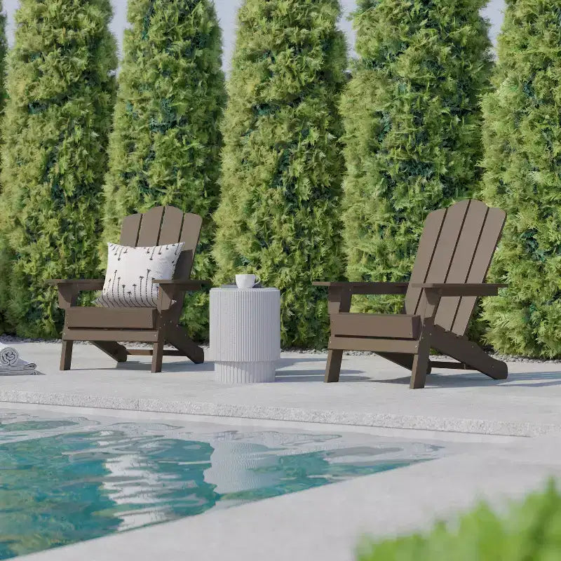 Flash Furniture Newport Sedia Adirondack con portabicchieri, sedia Adirondack in HDPE resistente alle intemperie