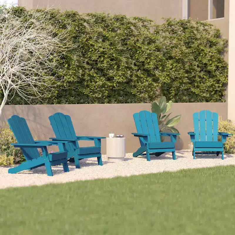 Flash Furniture Newport Sedia Adirondack con portabicchieri, sedia Adirondack in HDPE resistente alle intemperie