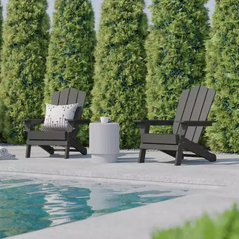 Flash Furniture Newport Sedia Adirondack con portabicchieri, sedia Adirondack in HDPE resistente alle intemperie