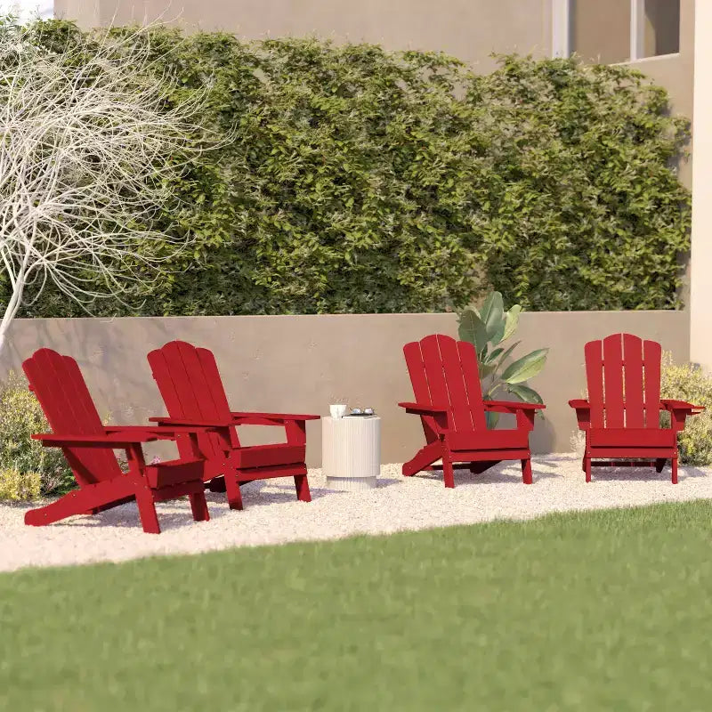 Flash Furniture Newport Sedia Adirondack con portabicchieri, sedia Adirondack in HDPE resistente alle intemperie