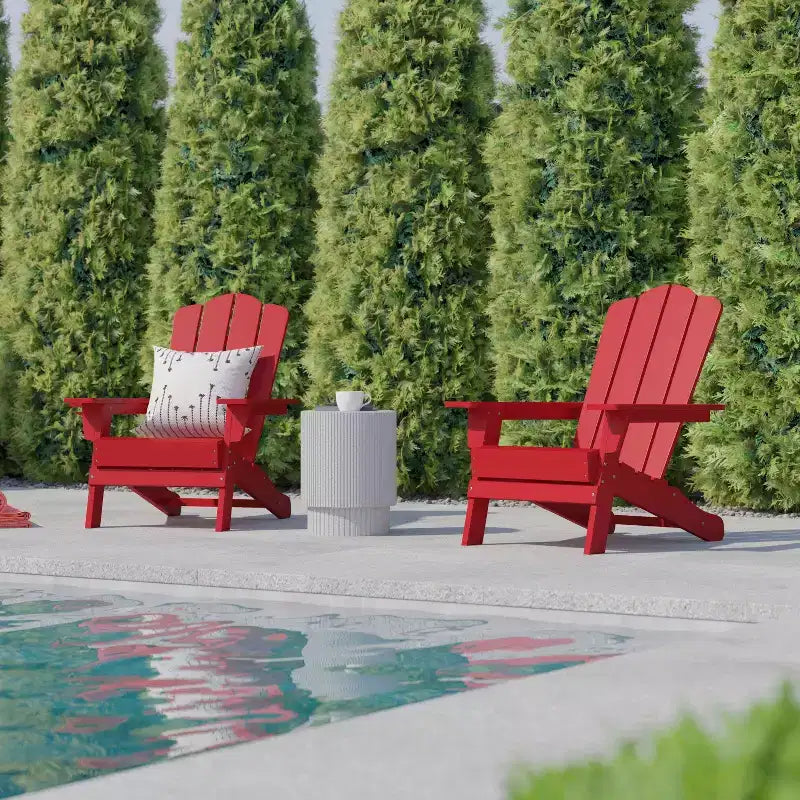 Flash Furniture Newport Sedia Adirondack con portabicchieri, sedia Adirondack in HDPE resistente alle intemperie