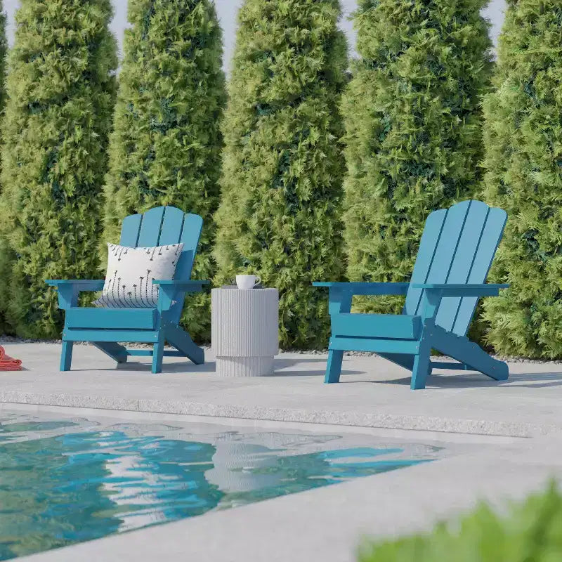 Flash Furniture Newport Sedia Adirondack con portabicchieri, sedia Adirondack in HDPE resistente alle intemperie