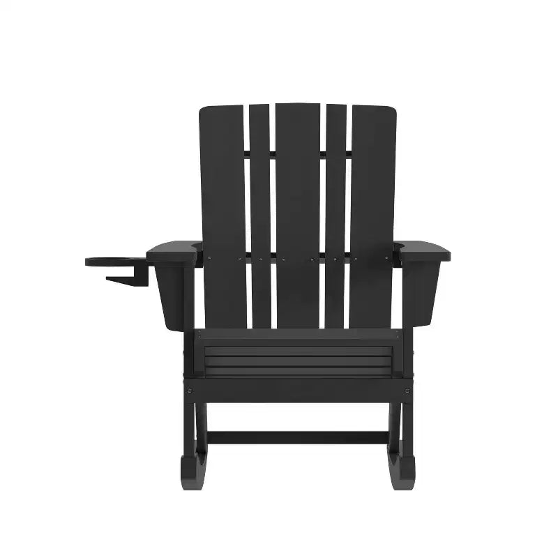 Sedia Adirondack Flash Furniture Halifax in HDPE con portabicchieri e poggiapiedi estraibile, sedia in HDPE per interni/esterni per tutte le stagioni