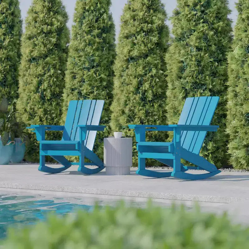 Sedia Adirondack Flash Furniture Halifax in HDPE con portabicchieri e poggiapiedi estraibile, sedia in HDPE per interni/esterni per tutte le stagioni