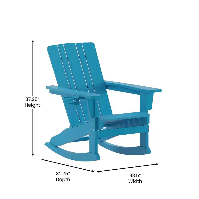 Sedia Adirondack Flash Furniture Halifax in HDPE con portabicchieri e poggiapiedi estraibile, sedia in HDPE per interni/esterni per tutte le stagioni
