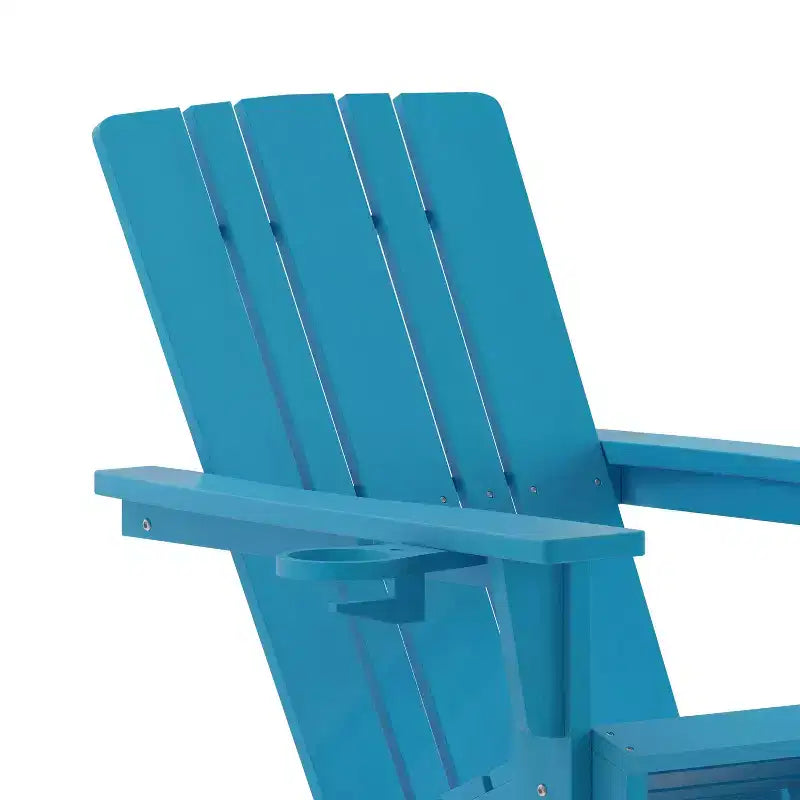 Sedia Adirondack Flash Furniture Halifax in HDPE con portabicchieri e poggiapiedi estraibile, sedia in HDPE per interni/esterni per tutte le stagioni