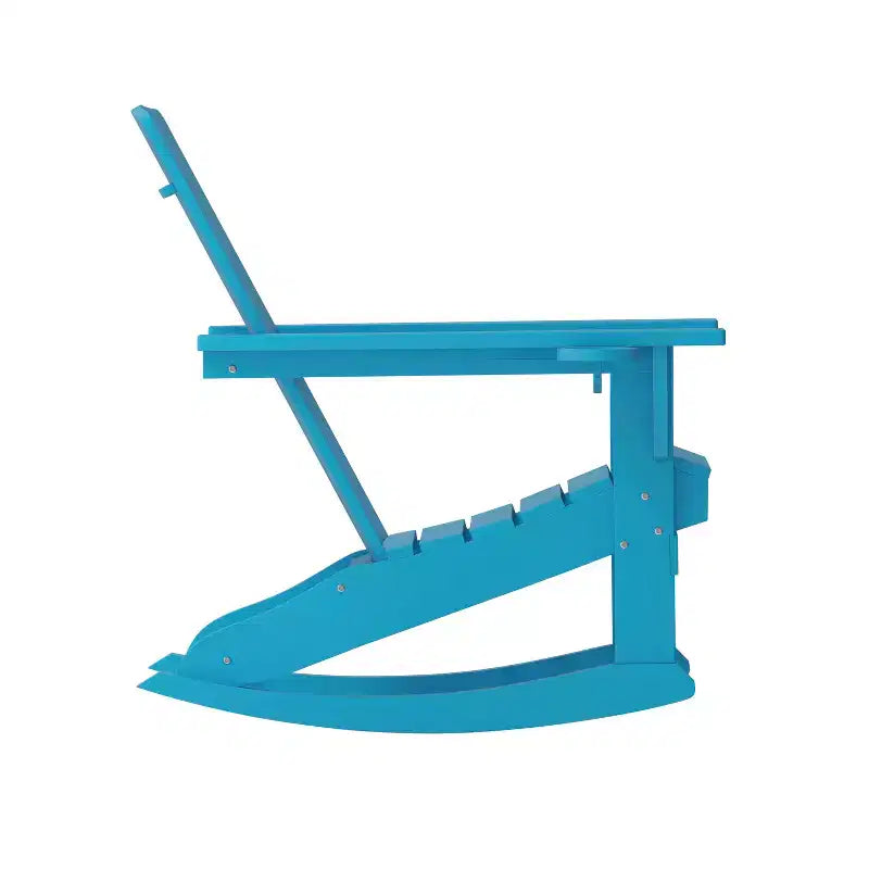 Sedia Adirondack Flash Furniture Halifax in HDPE con portabicchieri e poggiapiedi estraibile, sedia in HDPE per interni/esterni per tutte le stagioni