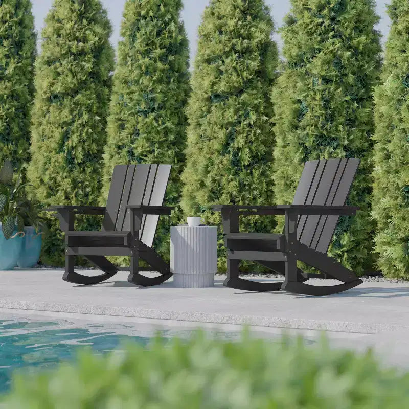 Sedia Adirondack Flash Furniture Halifax in HDPE con portabicchieri e poggiapiedi estraibile, sedia in HDPE per interni/esterni per tutte le stagioni