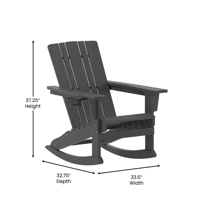 Sedia Adirondack Flash Furniture Halifax in HDPE con portabicchieri e poggiapiedi estraibile, sedia in HDPE per interni/esterni per tutte le stagioni
