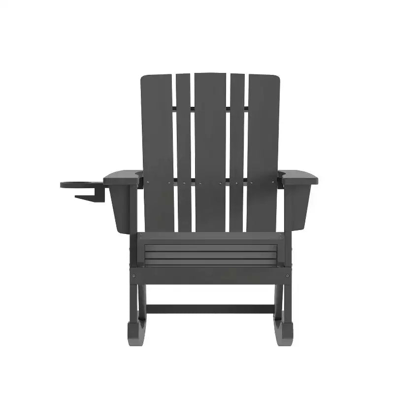 Sedia Adirondack Flash Furniture Halifax in HDPE con portabicchieri e poggiapiedi estraibile, sedia in HDPE per interni/esterni per tutte le stagioni