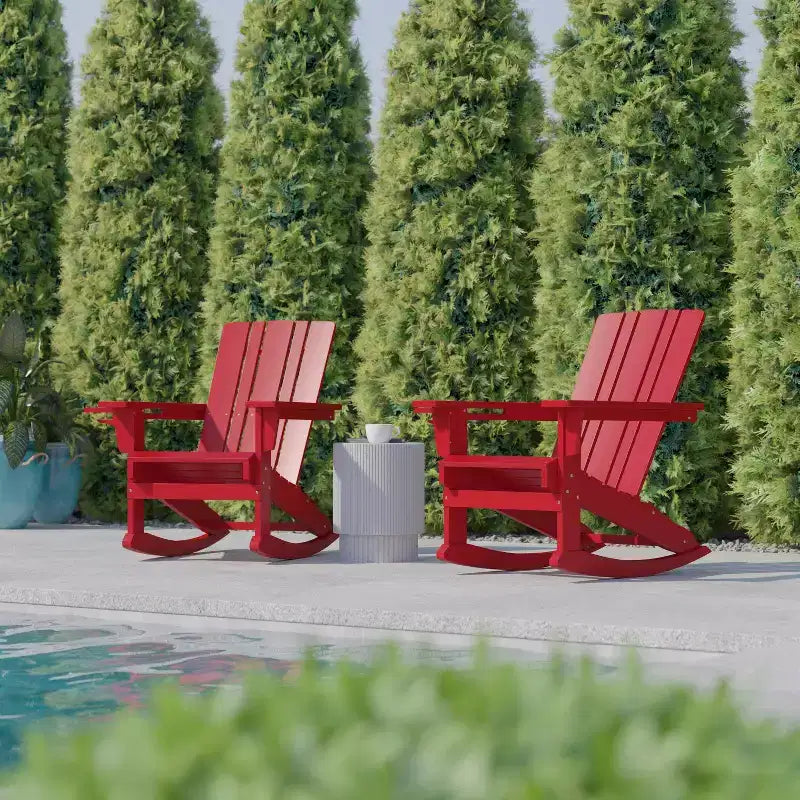 Sedia Adirondack Flash Furniture Halifax in HDPE con portabicchieri e poggiapiedi estraibile, sedia in HDPE per interni/esterni per tutte le stagioni