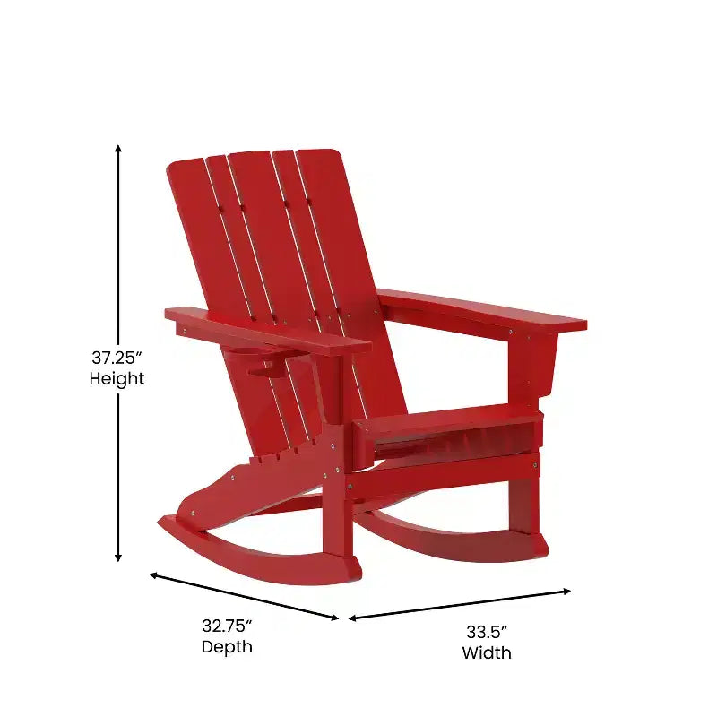 Sedia Adirondack Flash Furniture Halifax in HDPE con portabicchieri e poggiapiedi estraibile, sedia in HDPE per interni/esterni per tutte le stagioni
