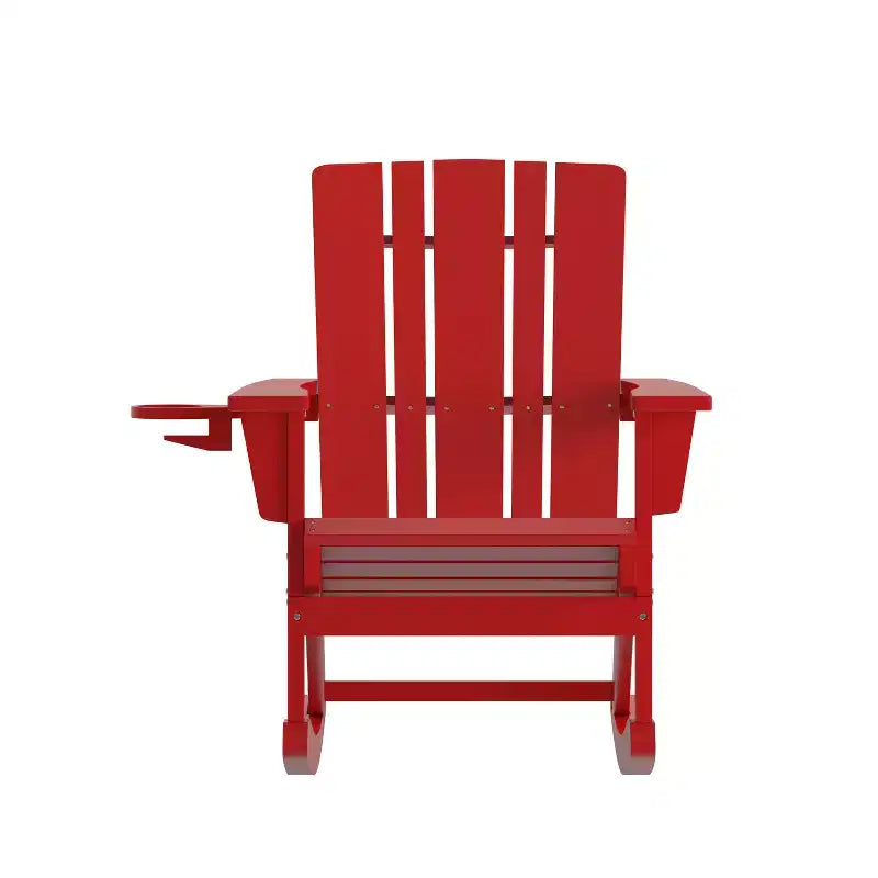 Sedia Adirondack Flash Furniture Halifax in HDPE con portabicchieri e poggiapiedi estraibile, sedia in HDPE per interni/esterni per tutte le stagioni
