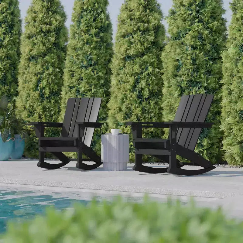 Sedia Adirondack Flash Furniture Halifax in HDPE con portabicchieri e poggiapiedi estraibile, sedia in HDPE per interni/esterni per tutte le stagioni